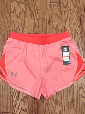 NWT UNDER ARMOUR Fly By 2.0 Running Shorts Pink Neon Coral Small